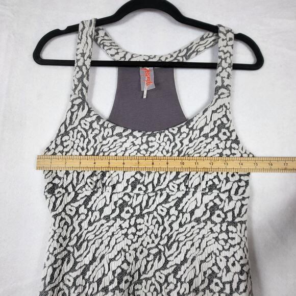 Free People Halter Scoop Sleeveless Grey White Retro VTG Style Shift Dress Sm/P - Picture 5 of 7
